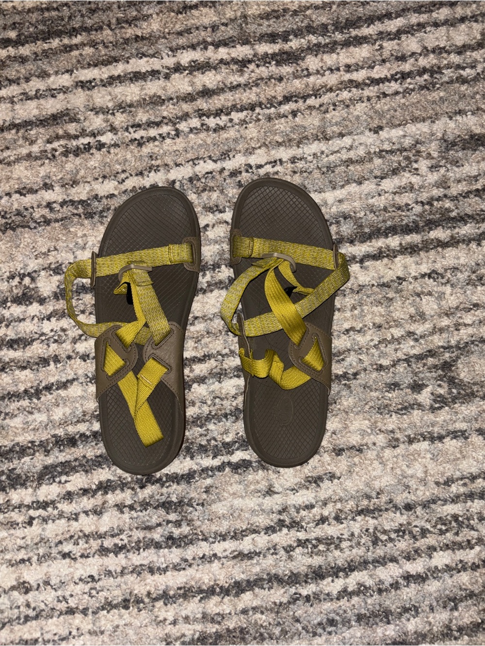 Chaco Brown Sandals with Yellow Straps - Women's Outdoor Sandals